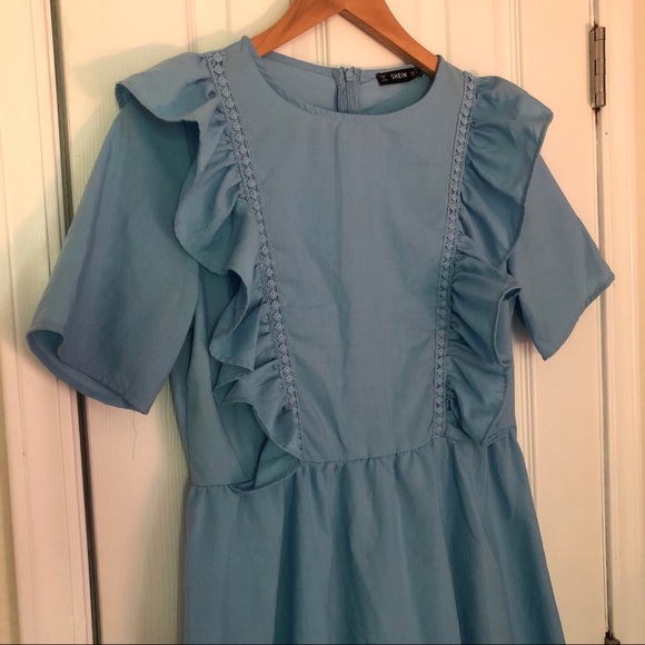 Sky Blue Ruffled Dress - Picture 4 of 6